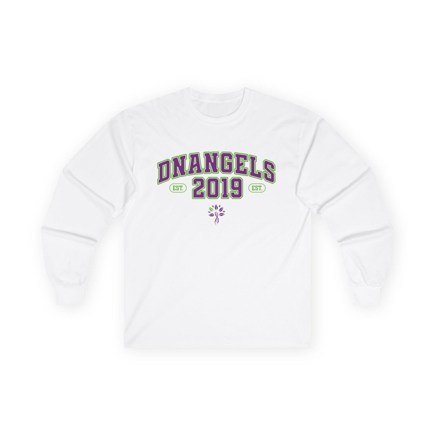 Unisex Long Sleeve Tee with DNANGELS 2019 Design, Casual Wear, Holiday Gift, College Apparel, Comfortable Shirt, Unique Graphic Tee