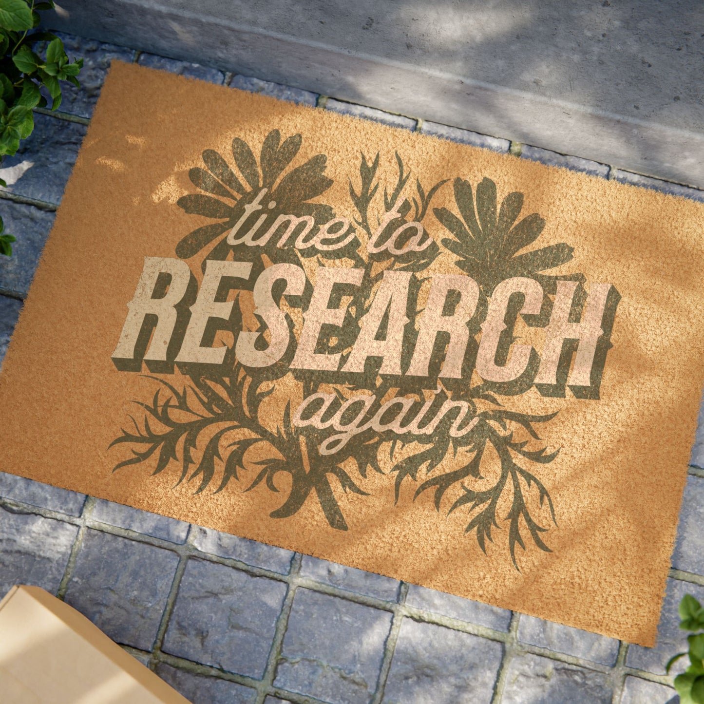 Inspirational Doormat - "Time to Research Again" - Welcome Mat for Genealogists