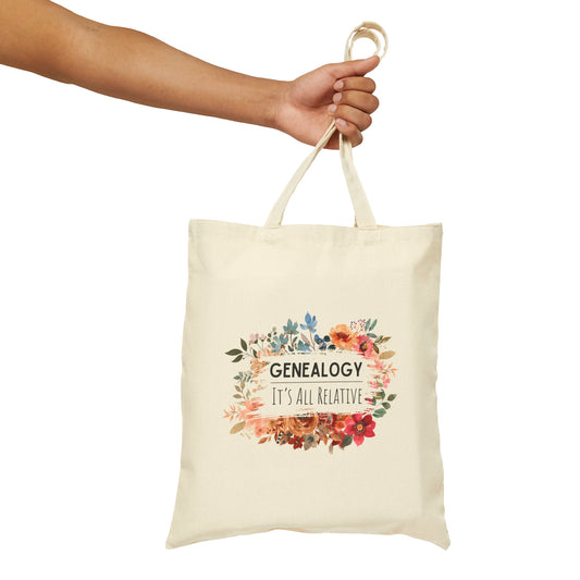 Genealogy It's All Relative Cotton Canvas Tote Bag