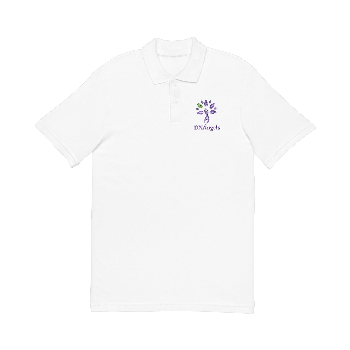 Embroidered DNAngels Unisex Pique Polo Shirt (purple logo) - Personalized Gift, Casual Wear, Summer Outfit, Father's Day, Business Casual