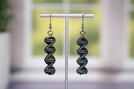 Iridescent DNA Strand Earrings